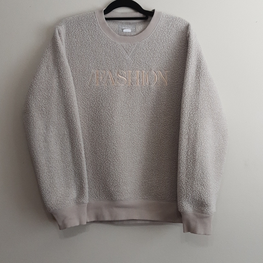 Everlane X youtube the renew fleece sweatshirt women M beige sherpa y2k casual
